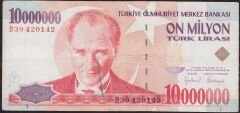 7.Emisyon 10 000 000 Lira B39 420142 Çok Temiz