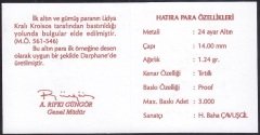 Hatıra Para Sertifikası - Lidya Altın Parası  - 1999 Yılı