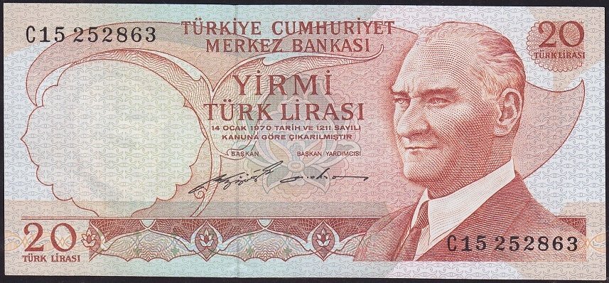 6.Emisyon 2.Tertip 20 Lira C15 252863 Çilaltı