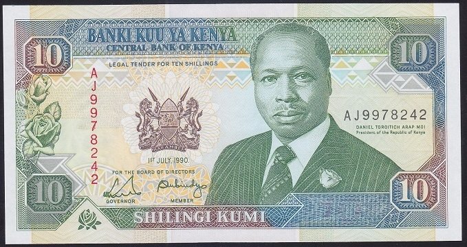 Kenya 10 Şiling 1990 Çilaltı Çil Pick 24b