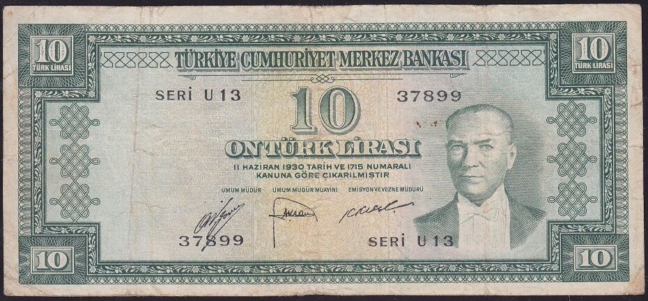 5.Emisyon 2.Tertip 10 Lira U13 37899 Çok Temiz