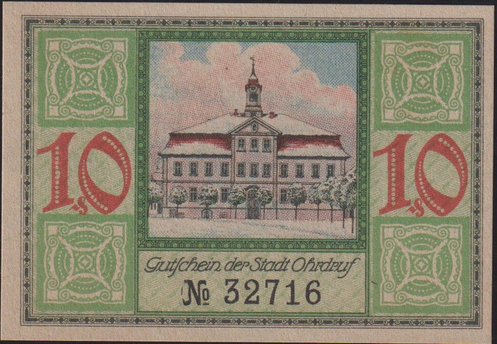 Almanya 10 Pfennig Notgeld 1921 Çil Filigranlı