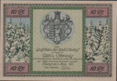 Almanya 10 Pfennig Notgeld 1921 Çil Filigranlı