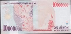 7.Emisyon 10 000 000 Lira F14 761839 Çilaltı Çil ( Bandrol baskı izleri var )