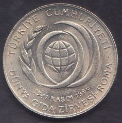 1996 YILI 50 BİN LİRA DÜNYA GIDA ZİRVESİ OKSİTLENMİŞ
