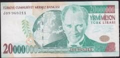 7.Emisyon 20 000 000 Lira J09 968211 Çok Temiz+