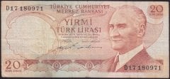 6.EMİSYON 2.TERTİP 20 LİRA D17 180971 ÇOK TEMİZ