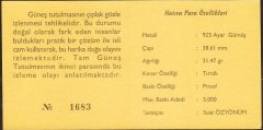 Hatıra Para Sertifikası - Tam Güneş Tutulması (2)  - 1999 Yılı