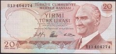 6.Emisyon 1.Tertip 20 Lira B13 404274 Çok Çok Temiz