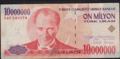 7.Emisyon 10 000 000 Lira A46 148274 Çok Temiz