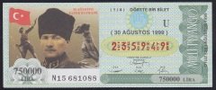 1999 30 AĞUSTOS ÇEYREK BİLET