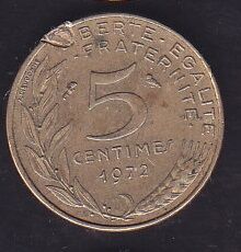 Fransa 5 Centimes 1972