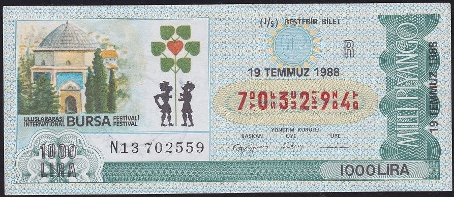 1988 19 Temmuz Çeyrek Bilet - R Serisi