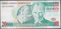 7.Emisyon 20 000 000 Lira J16 723912 Çok Temiz+