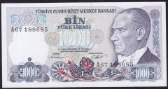 7.Emisyon 1.Tertip 1000 Lira A67 1886XX Çil