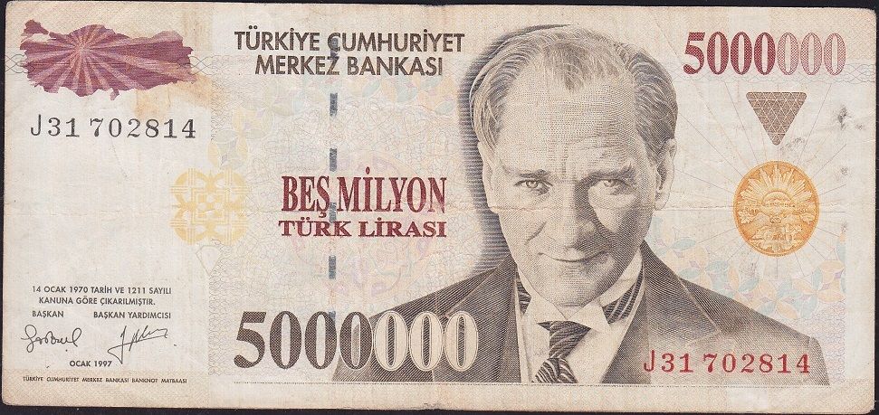 7.Emisyon 5 000 000 Lira J31 702814 Çok Temiz