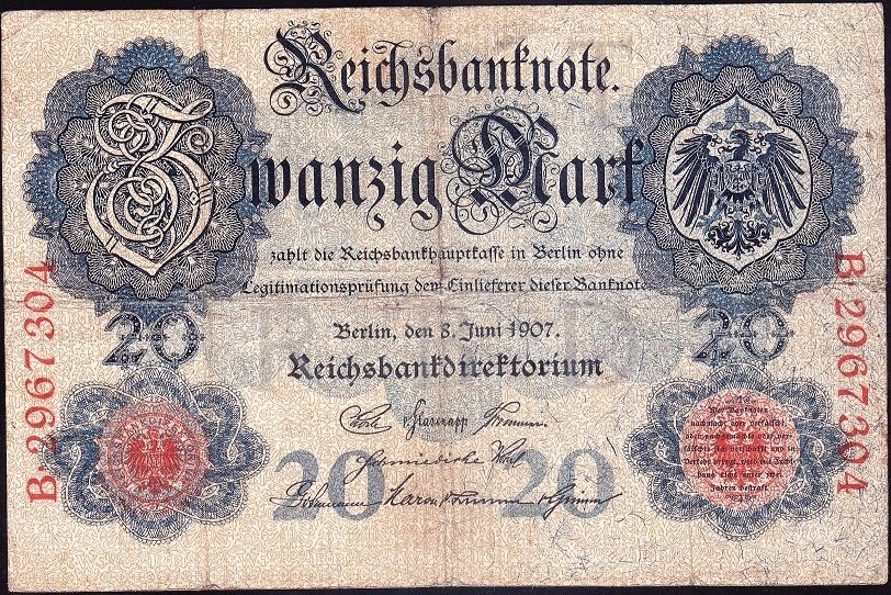 Almanya 20 Mark 1907 Çok Temiz  ( R28 )