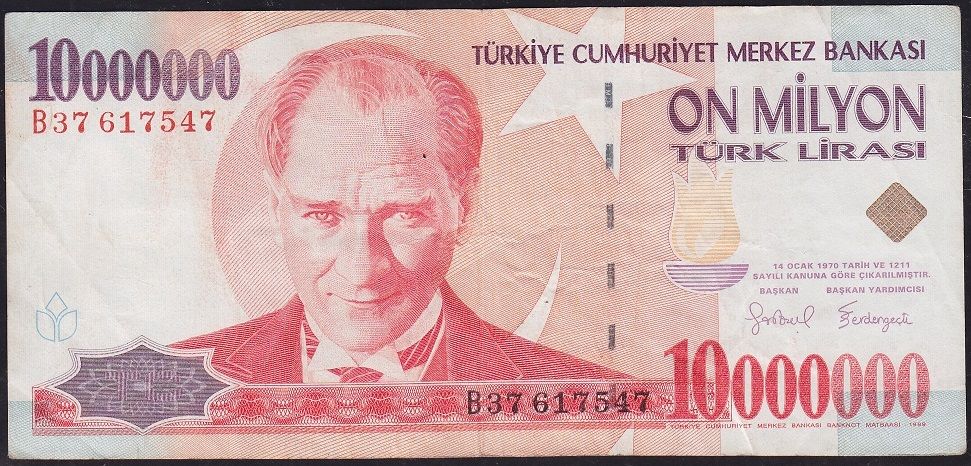 7.Emisyon 10 000 000 Lira B37 617547 Çok Temiz
