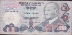 6.EMİSYON 1.TERTİP 1000 LİRA C42 186611 ÇOK TEMİZ +