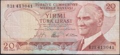 6.Emisyon 1.Tertip 20 Lira B21 413041 Çok Temiz