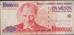 7.Emisyon 10 000 000 Lira A47 348110 Çok Temiz