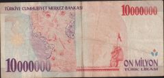 7.Emisyon 10 000 000 Lira A47 348110 Çok Temiz