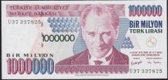 7.Emisyon 3.Tertip 1 000 000 Lira U37 337825 Çil U harfinin son numarası