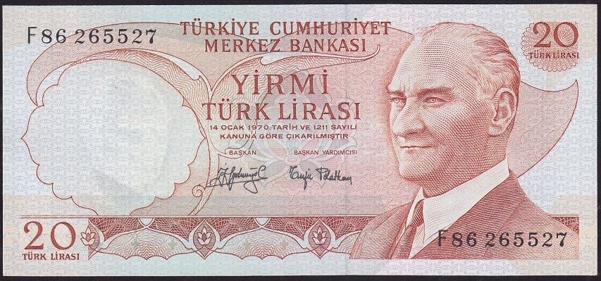 6.Emisyon 3.Tertip 20 Lira F86 265527 Çilaltı Çil