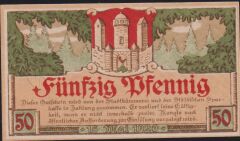 Almanya 50 Pfennig Notgeld 1920 Çil Filigranlı