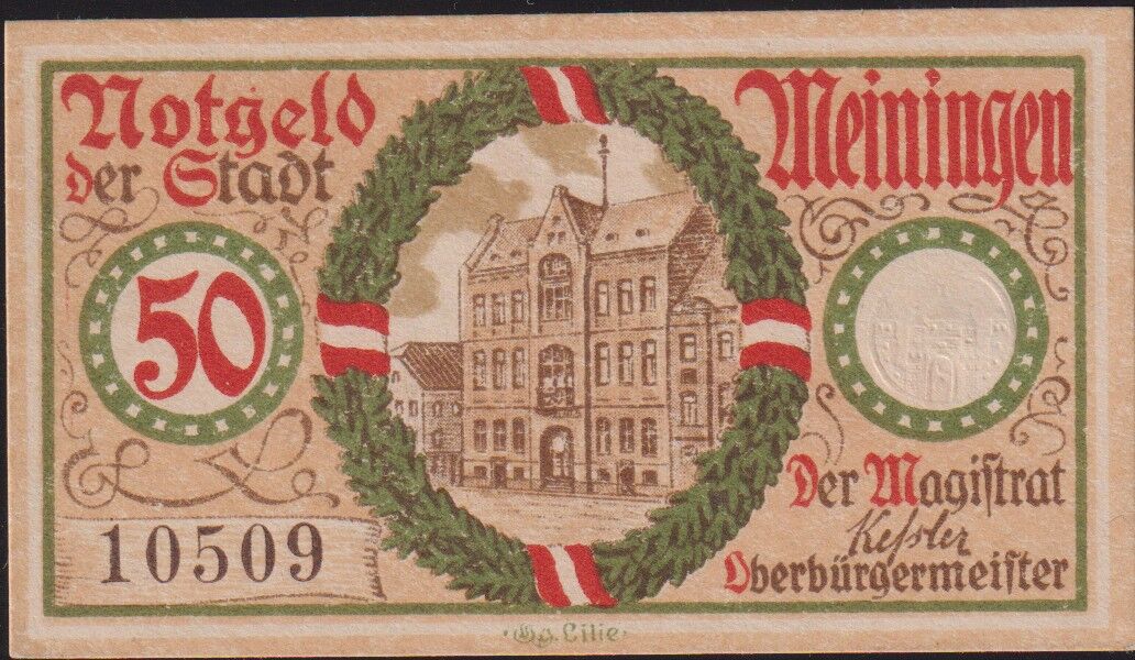 Almanya 50 Pfennig Notgeld 1920 Çil Filigranlı