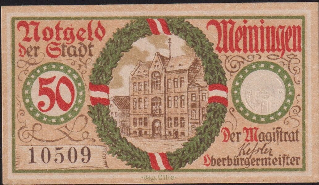 Almanya 50 Pfennig Notgeld 1920 Çil Filigranlı
