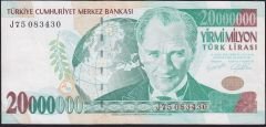 7.Emisyon 20 000 000 Lira J75 083430 Çok Temiz+