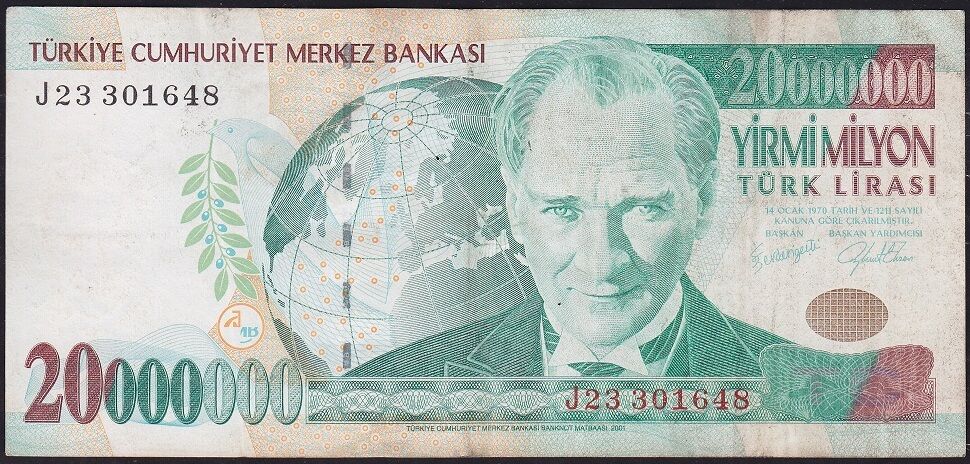 7.Emisyon 20 000 000 Lira J23 301648 Çok Temiz+