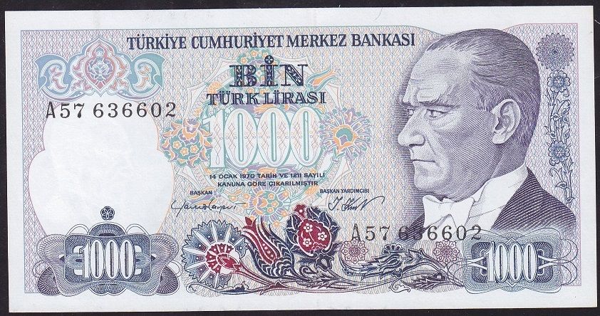 7.Emisyon 1.Tertip 1000 Lira A57 636602 Çilaltı Çil