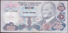 6.EMİSYON 1.TERTİP 1000 LİRA C41 215614 ÇOK TEMİZ +