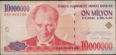 7.Emisyon 10 000 000 Lira A48 963746 Çok Temiz
