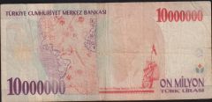 7.Emisyon 10 000 000 Lira A48 963746 Çok Temiz