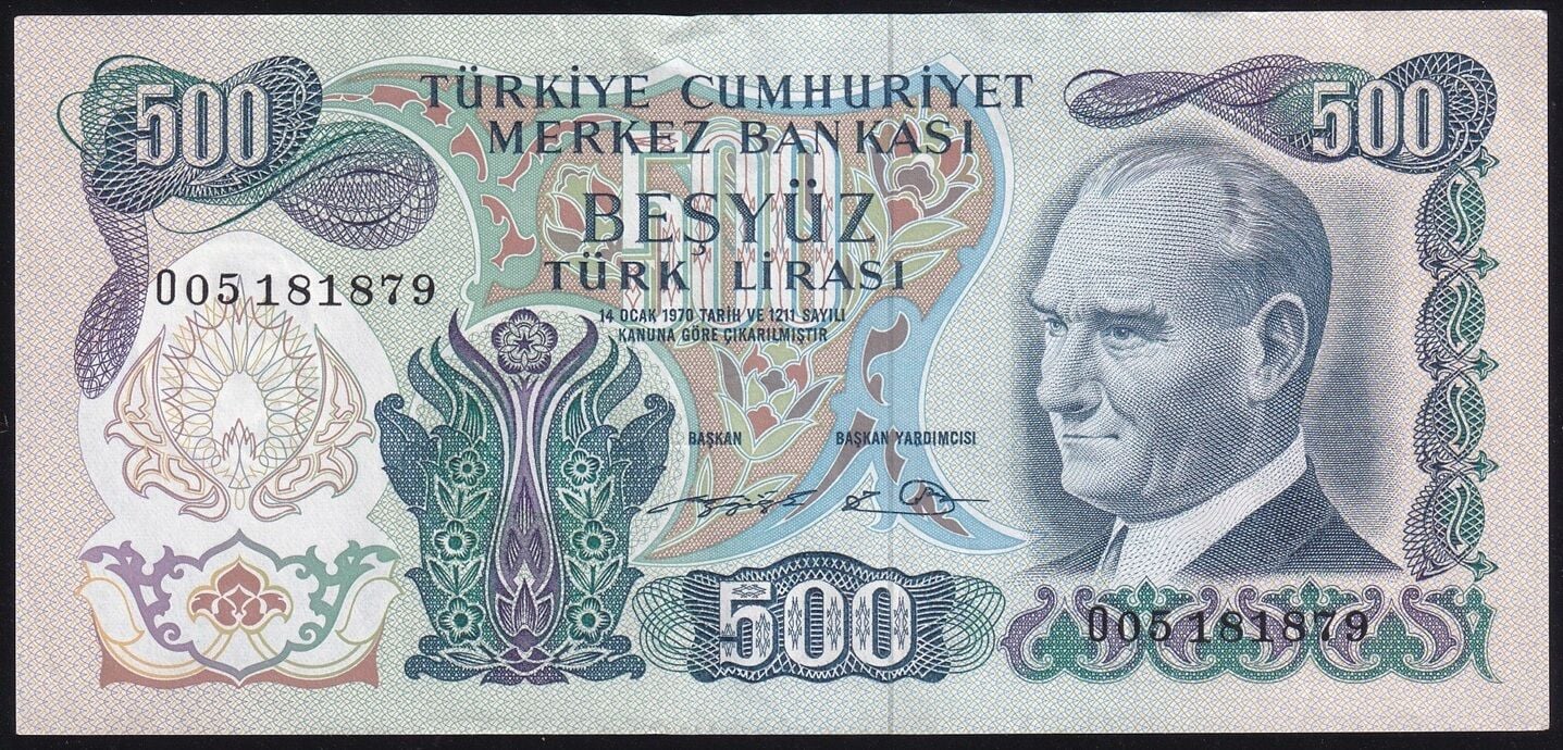6.Emisyon 2.Tertip 500 Lira O05 181879 Çok Çok Temiz+
