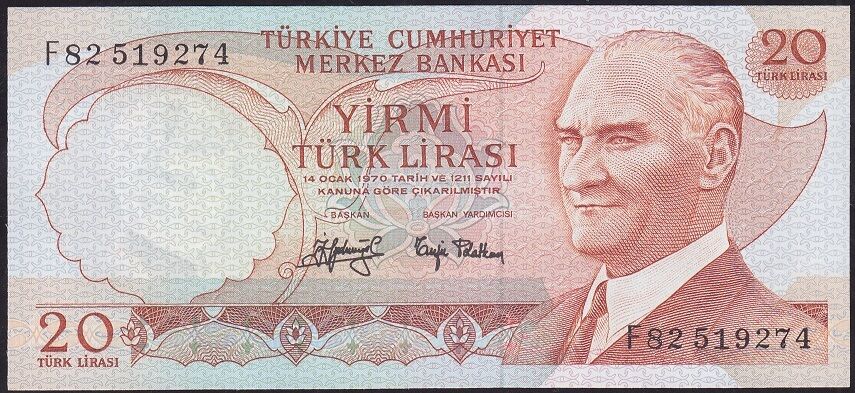6.Emisyon 3.Tertip 20 Lira F82 519274 Çilaltı Çil