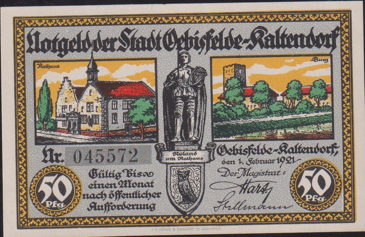 Almanya 50 Pfennig Notgeld 1921 Çil