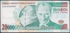 7.Emisyon 20 000 000 Lira J74 096878 Çok Temiz+