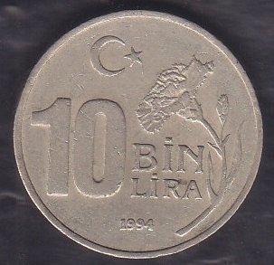 1994 YILI 10000 LİRA DÜNYA SPOR VE OLİMPİK DÜŞÜNCE YILI ÇİLALTI (10 BİN YAZISINA GÖRE DÜZ)