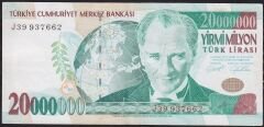 7.Emisyon 20 000 000 Lira J39 937662 Çok Temiz+