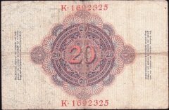 Almanya 20 Mark 1910 Temiz + 7 Rakam ( R41 ) Filigranlı