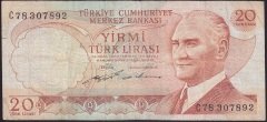 6.EMİSYON 2.TERTİP 20 LİRA C78 307892 ÇOK TEMİZ
