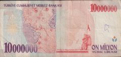 7.Emisyon 10 000 000 Lira A49 193113 Çok Temiz