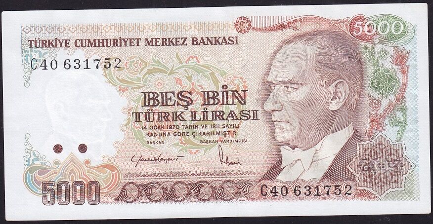 7.Emisyon 2.Tertip 5000 Lira C40 631752 Çilaltı Çil