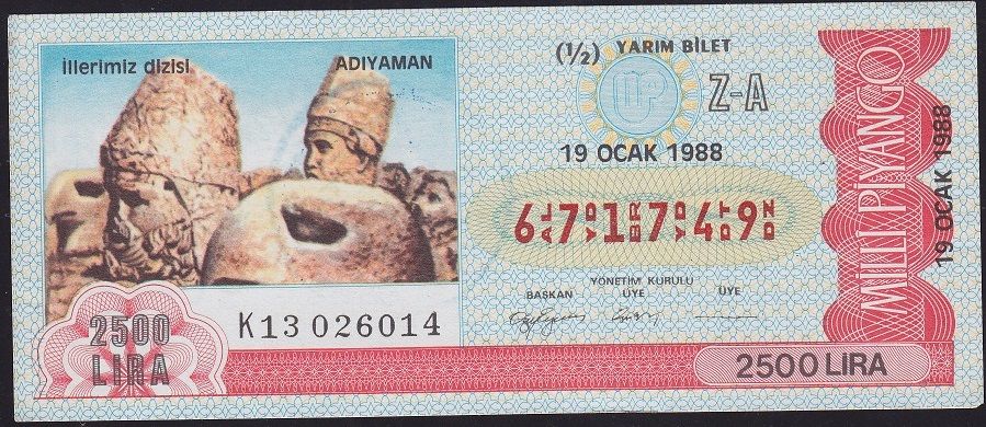 1988 19 Ocak Yarım Bilet - Z-A Serisi