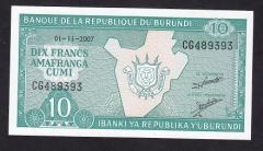 Burundi 10 Frank 2007 Çil Pick33f