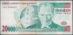 7.Emisyon 20 000 000 Lira J41 758933 Çok Temiz+